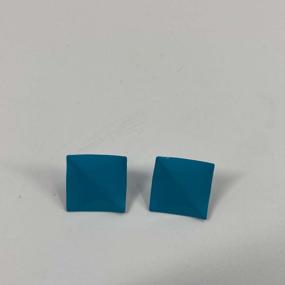 Vintage teal square stud earrings